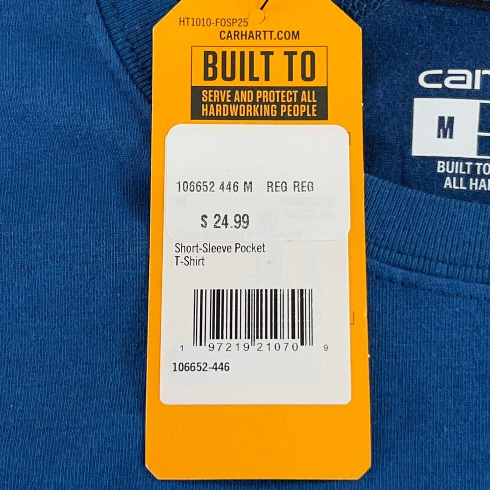 Carhartt Mens Medium Blue Force Relaxed Fit Pocket Short Sleeve T-Shirt NWT